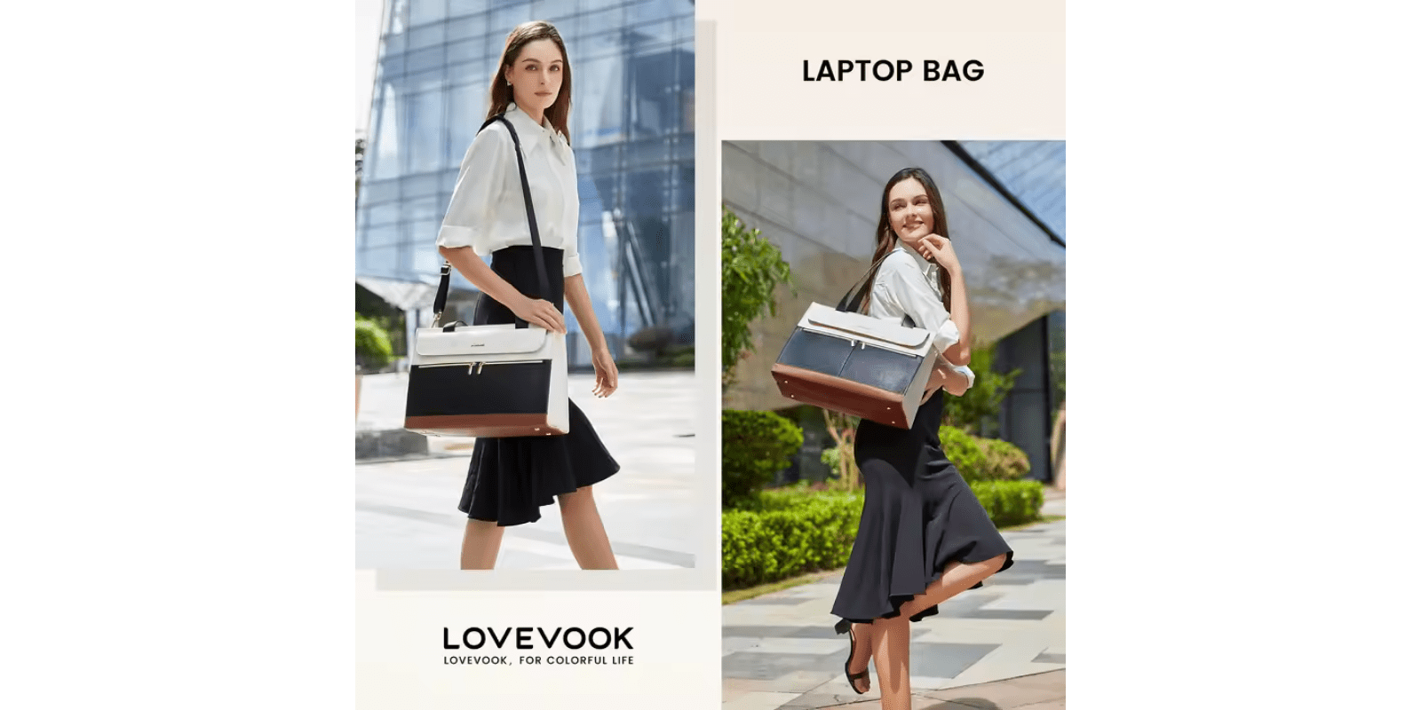 LOVEVOOK fashion laptop bag with shoulder strap on table