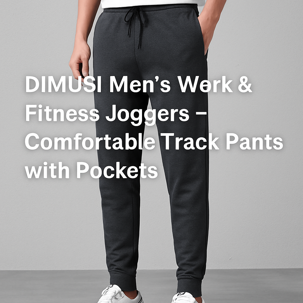 Man wearing DIMUSI men's joggers with elastic waistband and side pockets