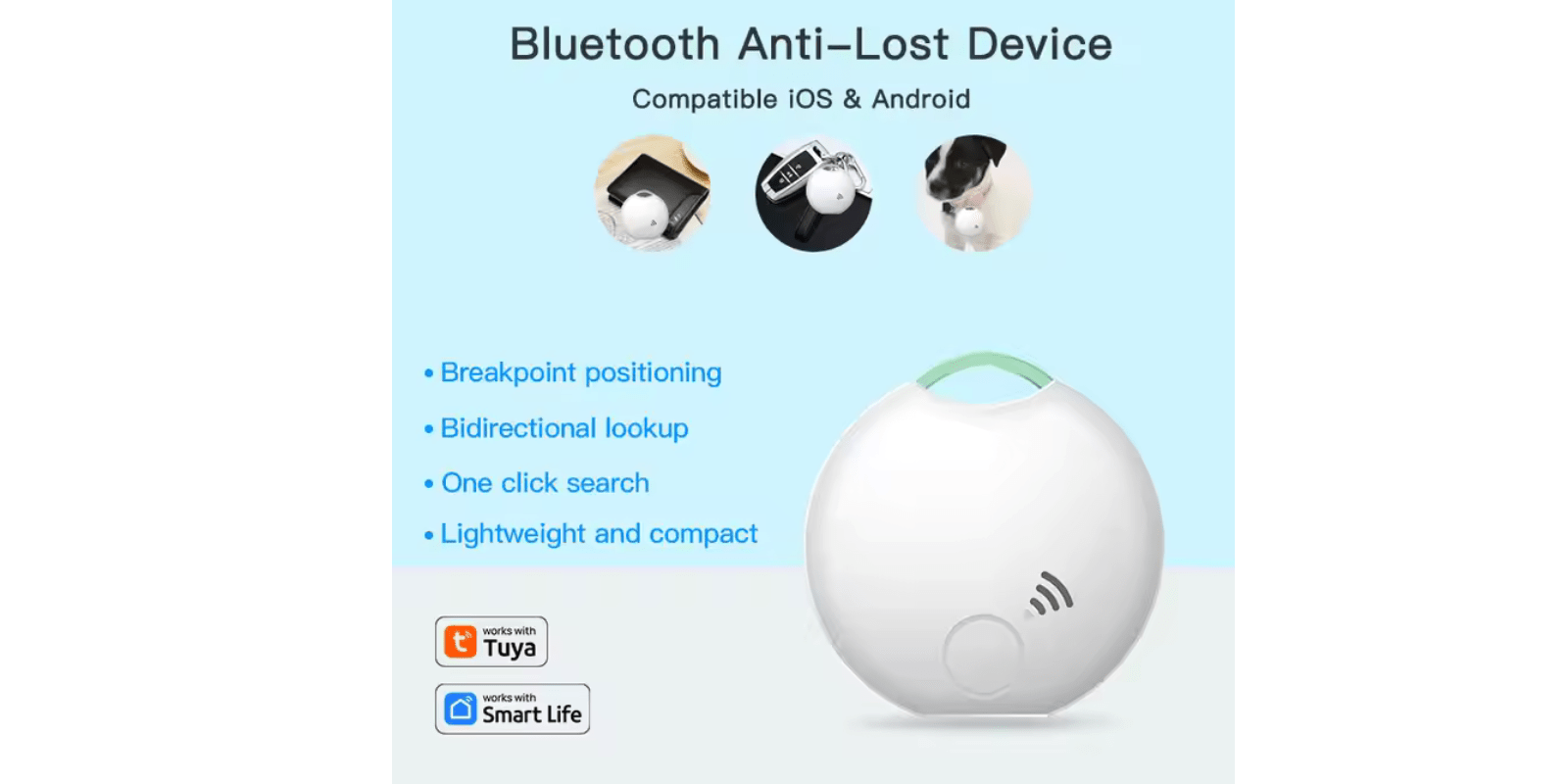 RSH Tuya Smart Bluetooth Key Finder – Mini GPS Tracker for Keys, Wallet, Bag, Pets & Kids – Wireless RF Locator Compatible with iOS & Android omnibaya