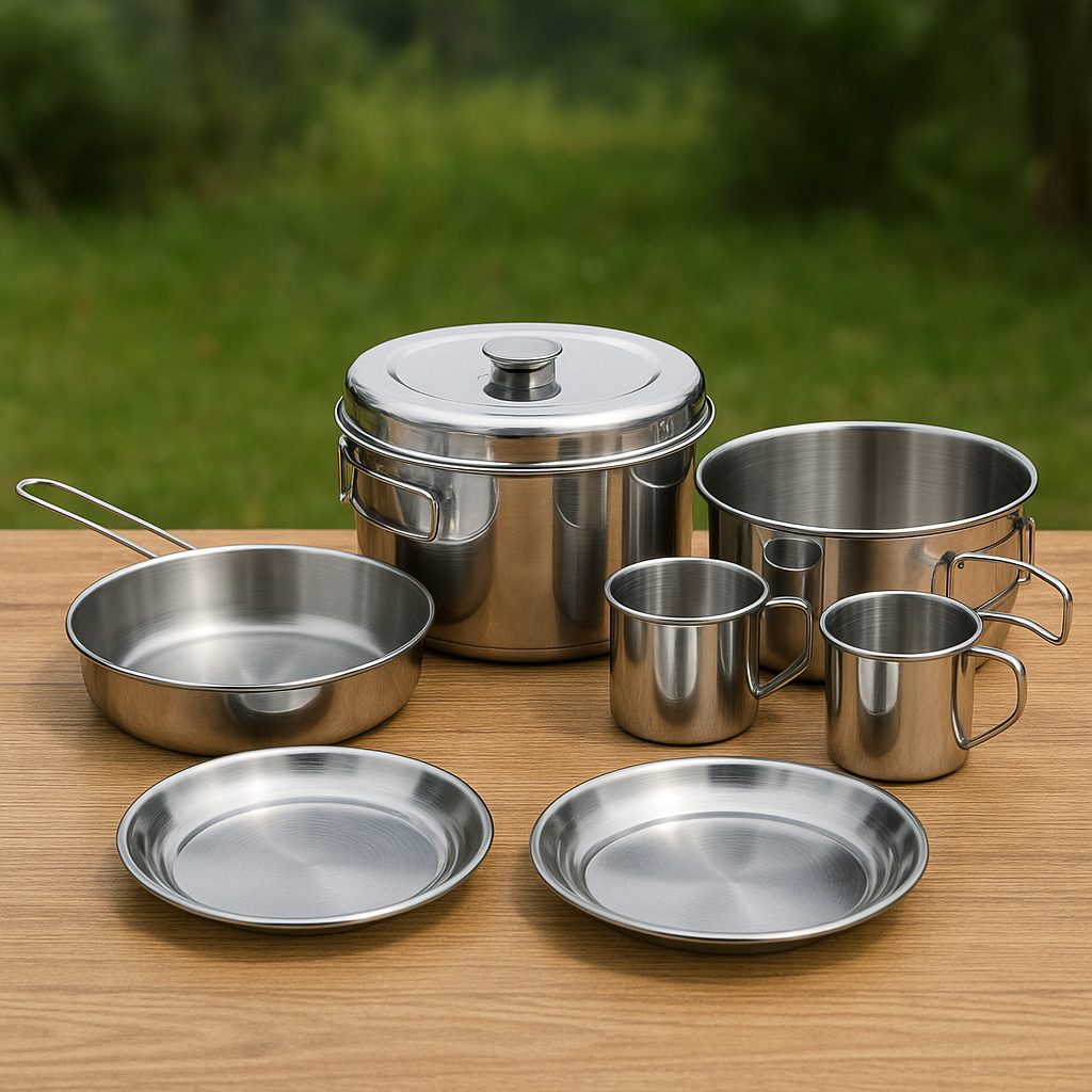 mess kit with 3–4 people setup
