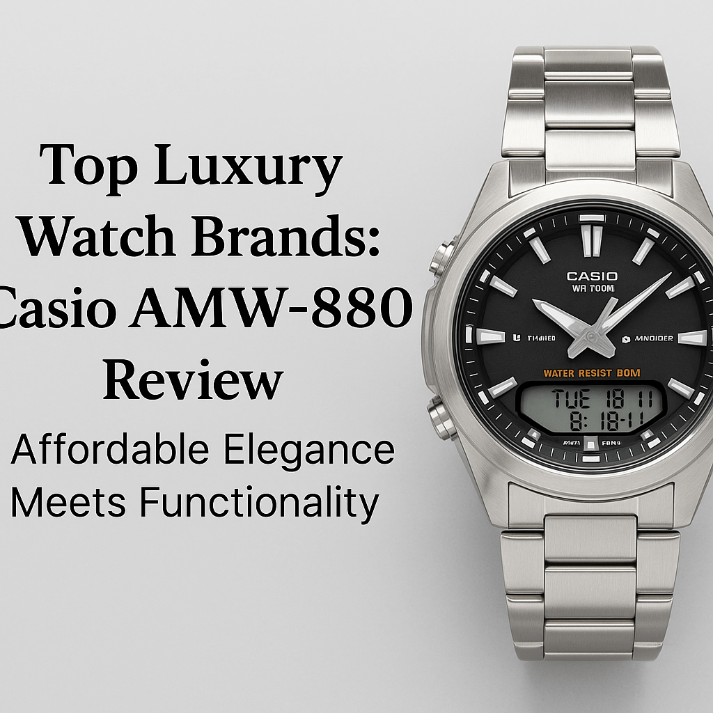 Front-facing view of Casio AMW-880D-1A analog digital watch