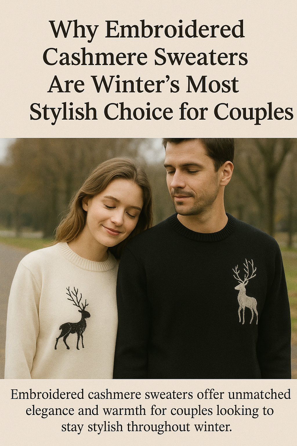 Men's beige cashmere pullover folded on bed