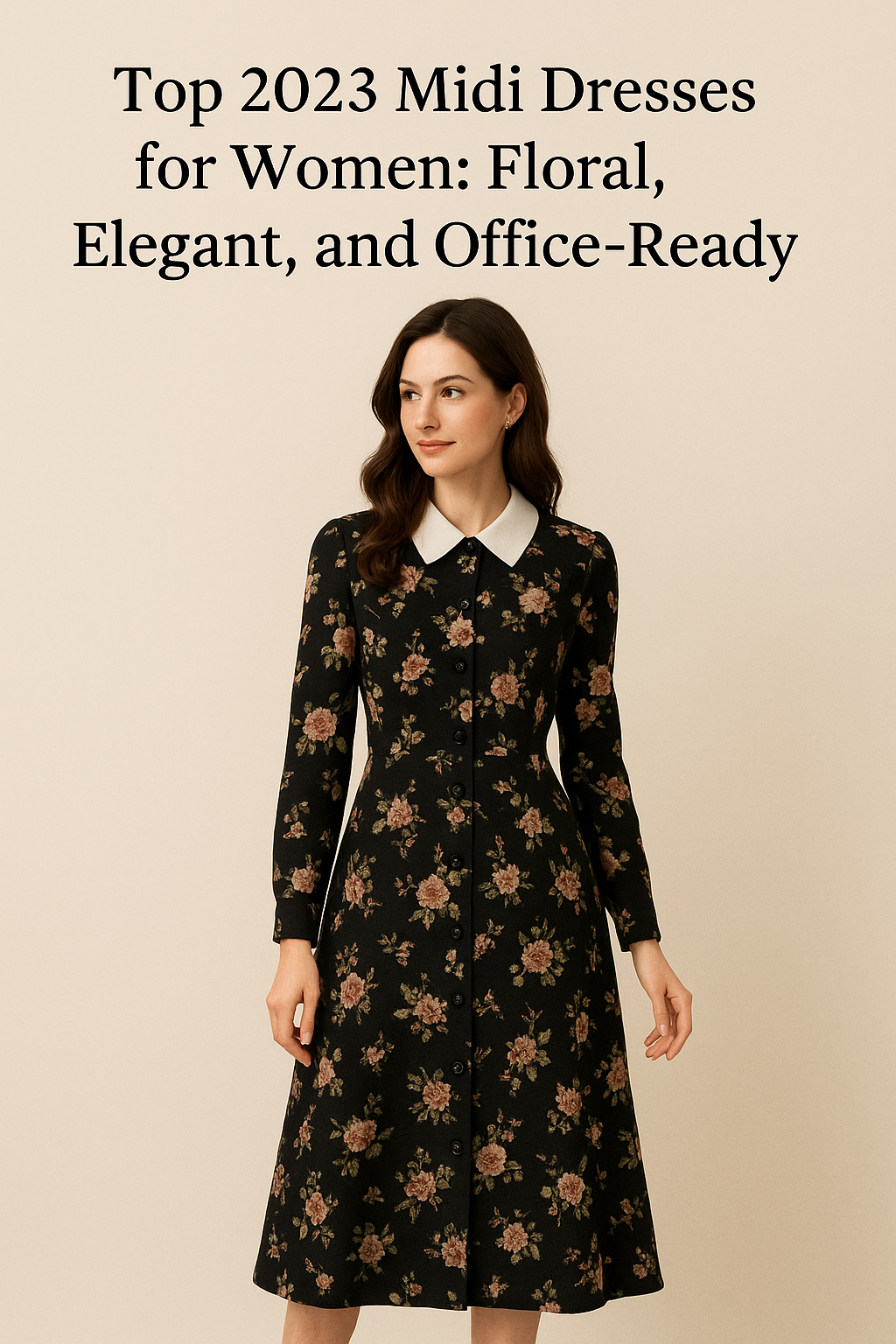 Slim fit A-line midi dress for work