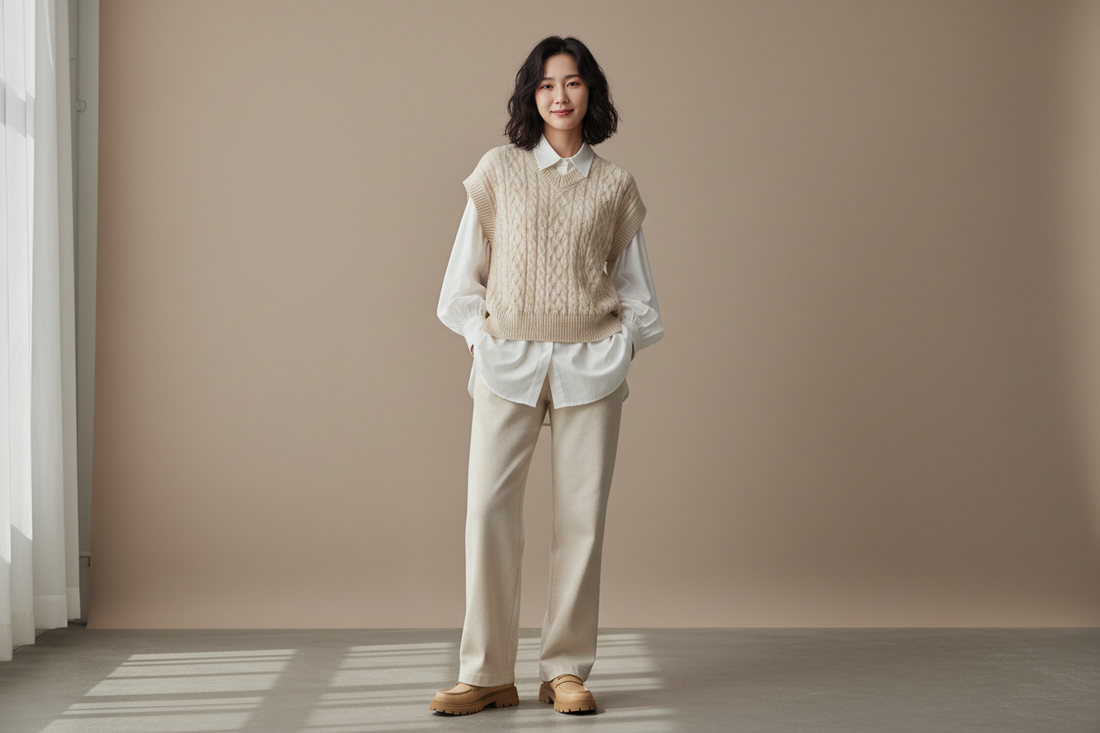 Sweater Vest Women Aesthetic Korean Knitted Sleeveless Crop Top – Casual Button Tank Style - Omnibaya