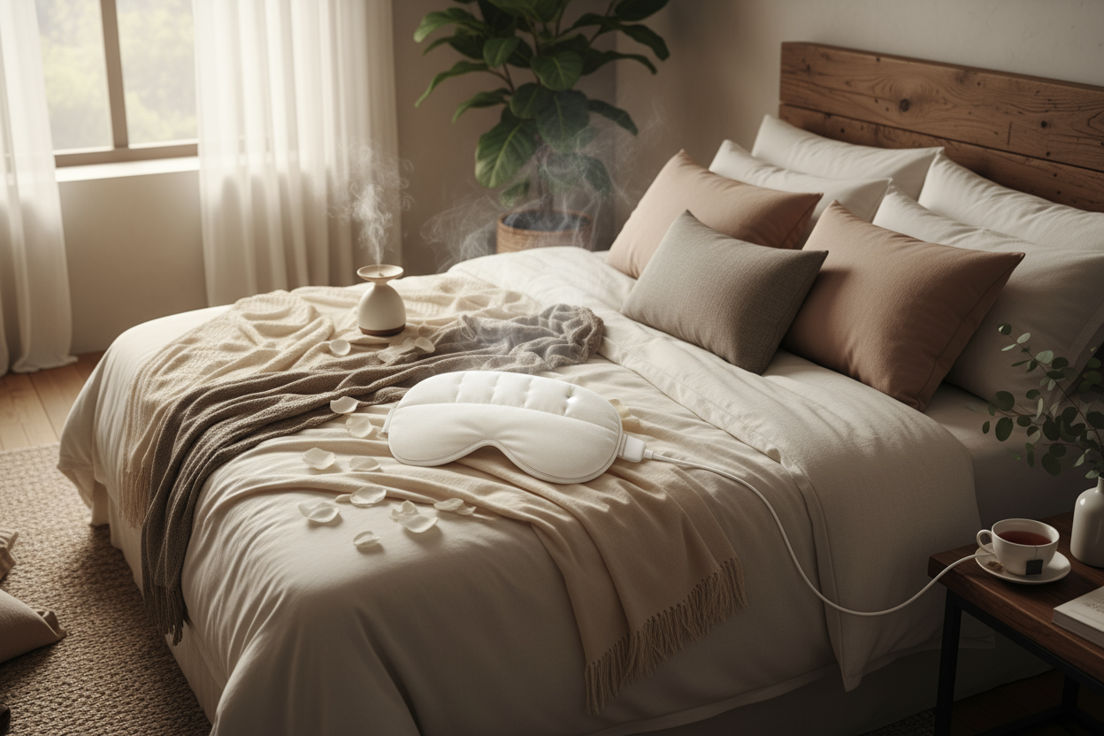 Heated Eye Mask – USB Warm Compress for Sleep & Eye Strain Relief - Omnibaya