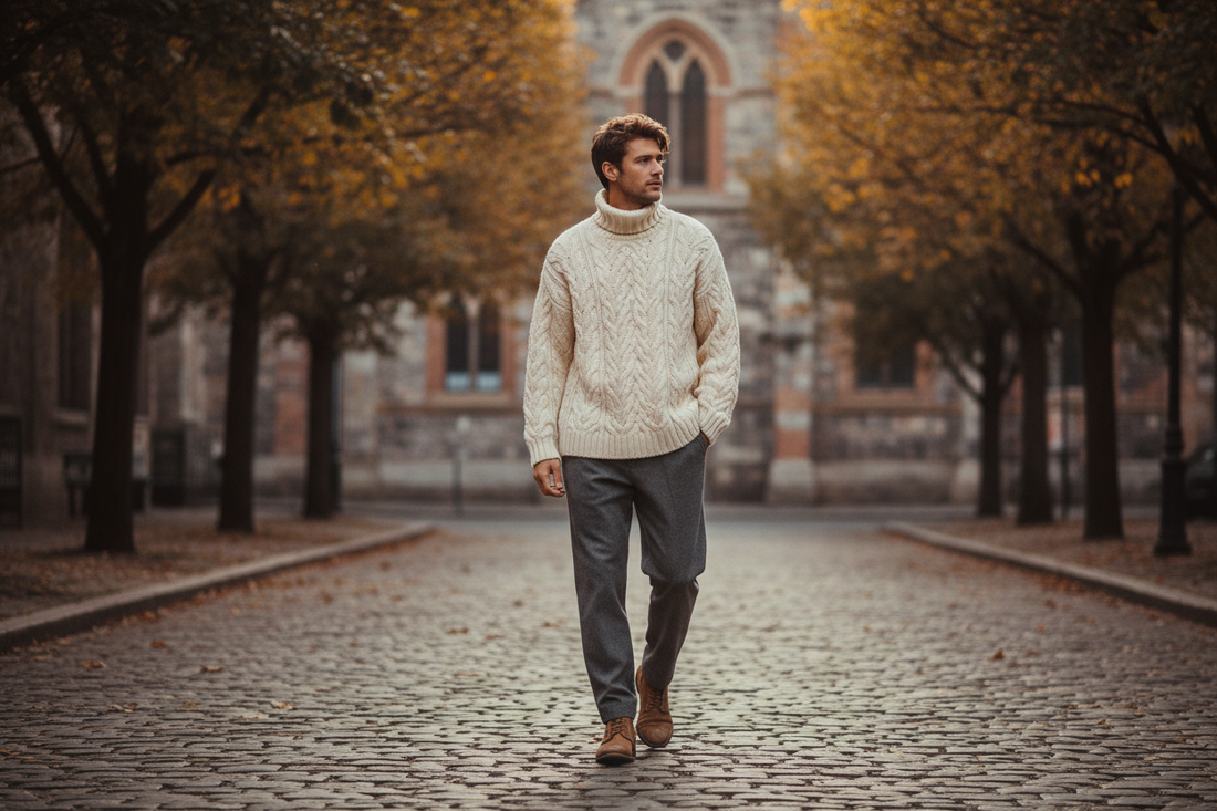 Cable Knit Sweater Men Street Style – Breathable Oversized Pullover Autumn Knitwear - Omnibaya