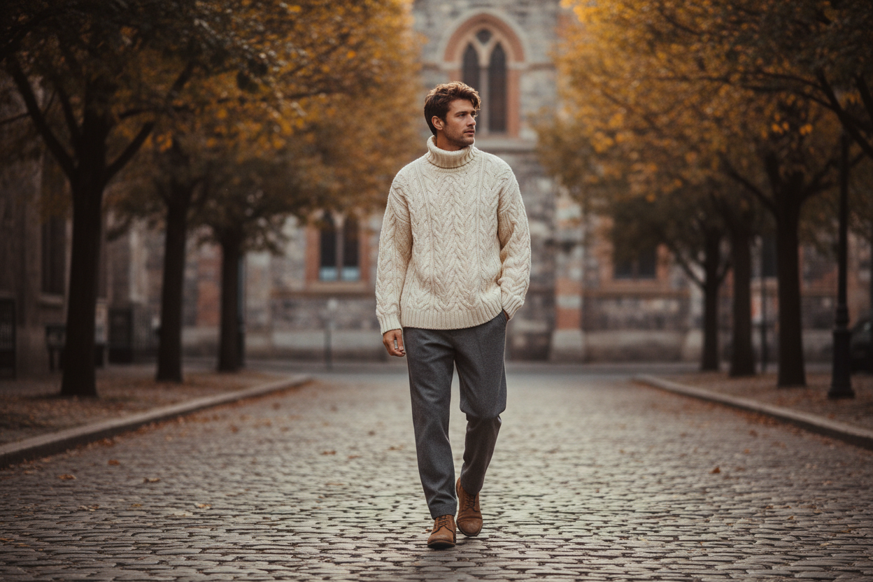 Cable Knit Sweater Men Street Style – Breathable Oversized Pullover Autumn Knitwear - Omnibaya