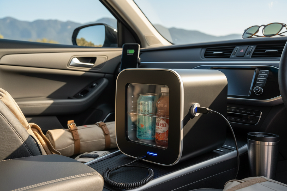 Stay Cool on the Go: Portable Mini Car Fridge for Travel and Road Trips - Omnibaya