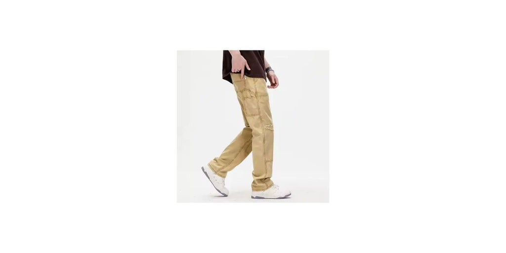 Men’s Casual Pants – American Retro Baggy Khaki Pants | Solid & Business Casual Style omnibaya