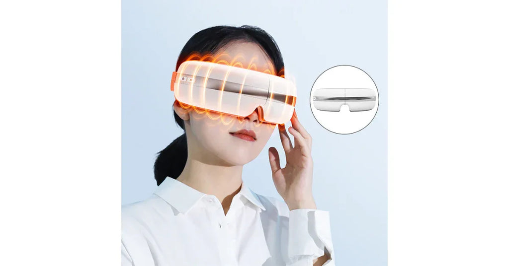 Heated Eye Massager with Bluetooth & 16-Point Compression – Sleep, Stress & Dark Circle Relief - Omnibaya