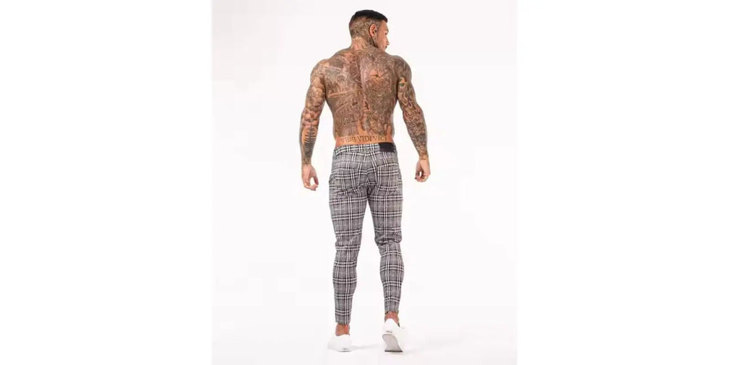 Mens Suit Pants – Plaid Print Pantaloon Pants | Black, White, Grey & More omnibaya