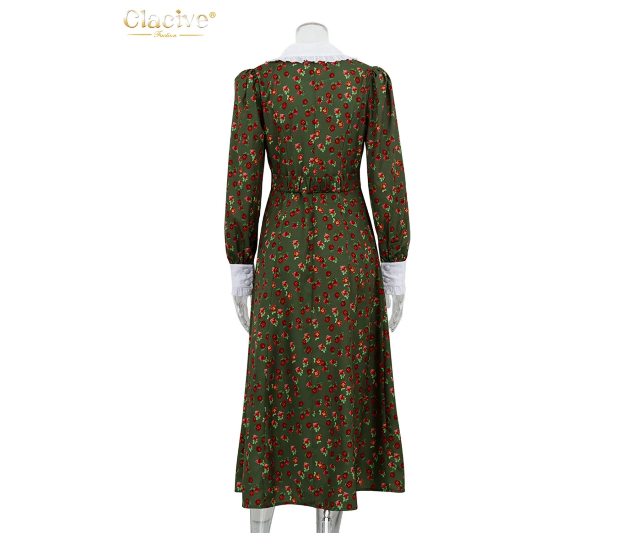 Elegant Long Sleeve Midi Dress – Floral Print Office Dress for Women 2023 Omnibaya