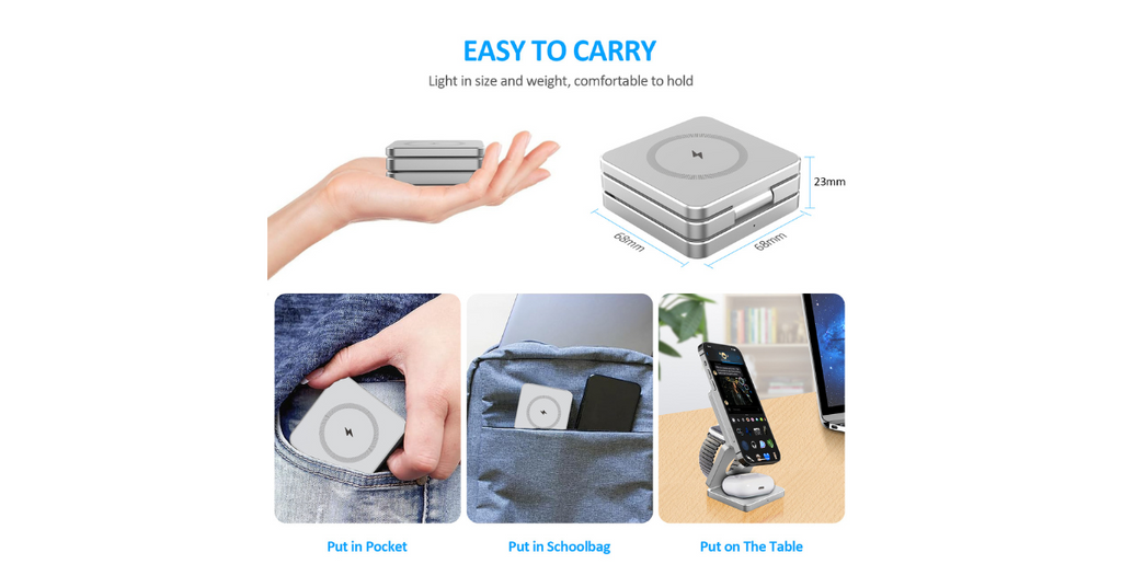 Magnetic 3-in-1 Wireless Charger – Fast & Secure Omnibaya
