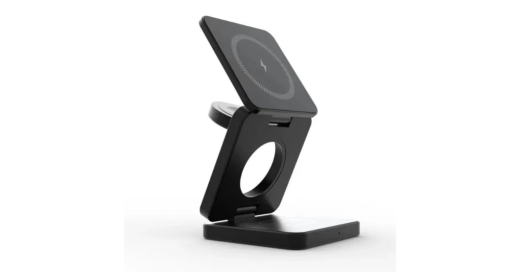 3-in-1 Foldable Fast Charging Wireless Charger Stand Dock – Magnetic Charger for iPhone, AirPods & iWatch - Omnibaya