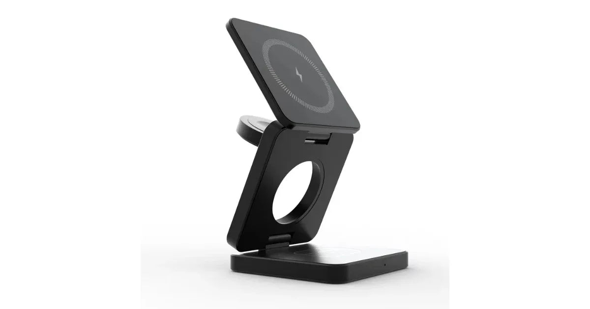 3-in-1 Foldable Fast Charging Wireless Charger Stand Dock – Magnetic Charger for iPhone, AirPods & iWatch - Omnibaya