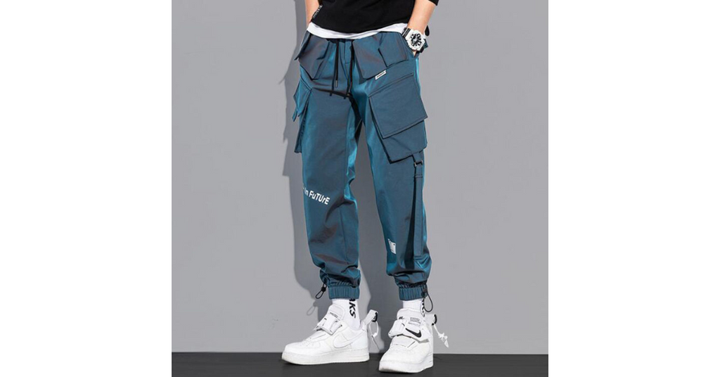Reflective Hip Hop Harem Cargo Pants for Men – Streetwear Comfort Omnibaya
