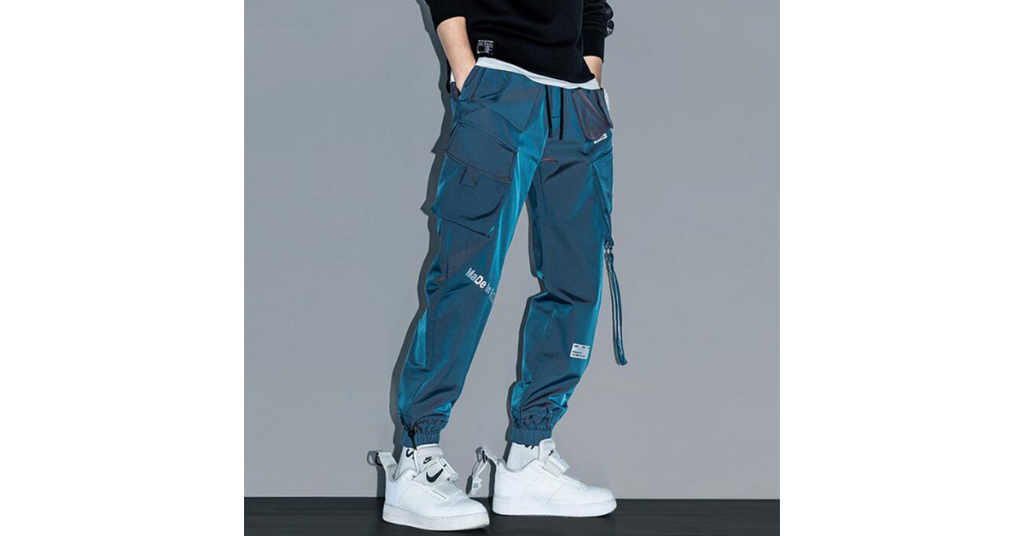 Reflective Hip Hop Harem Cargo Pants for Men – Streetwear Comfort Omnibaya