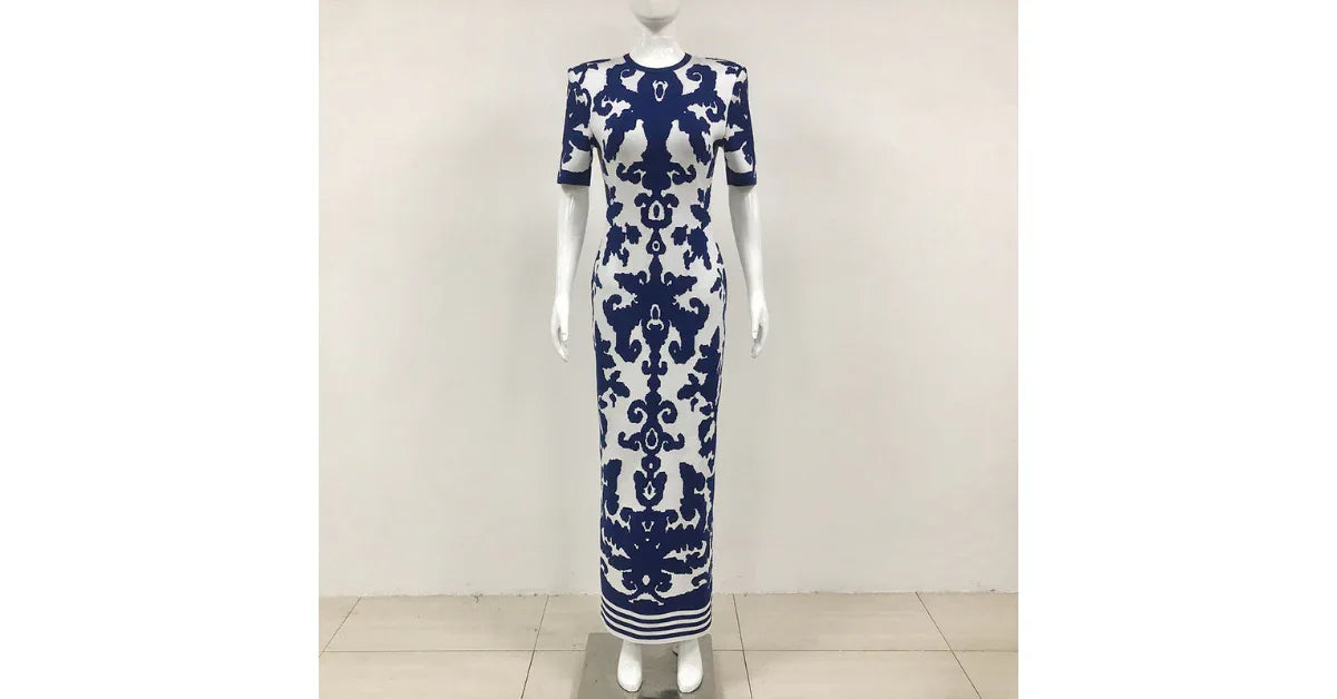 2025 Summer Vintage Jacquard Bandage Long Dress – Elegant Casual & Daily Wear - Omnibaya