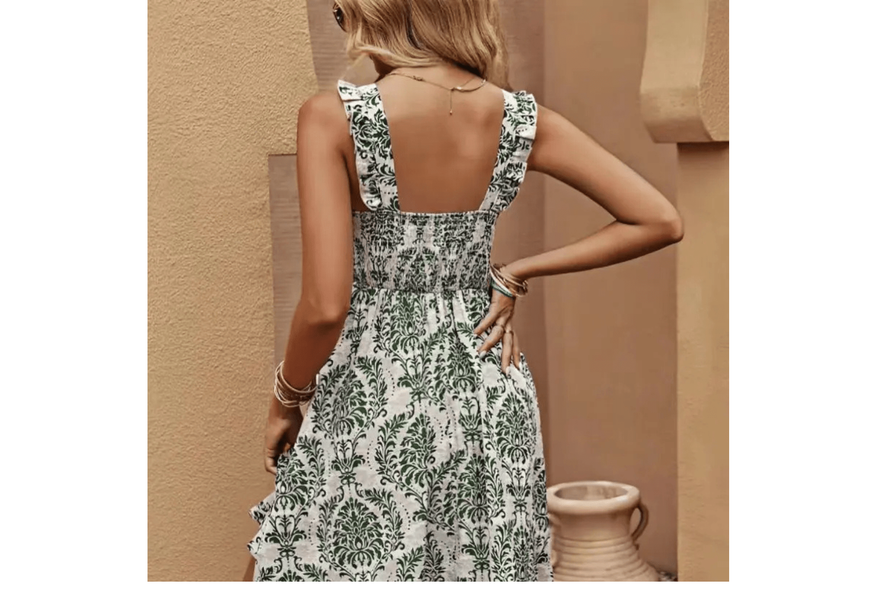 New Women's Printed Backless Mini Ruffled Camisole Dress – Low Back A-Line Summer Dress for Women omnibaya
