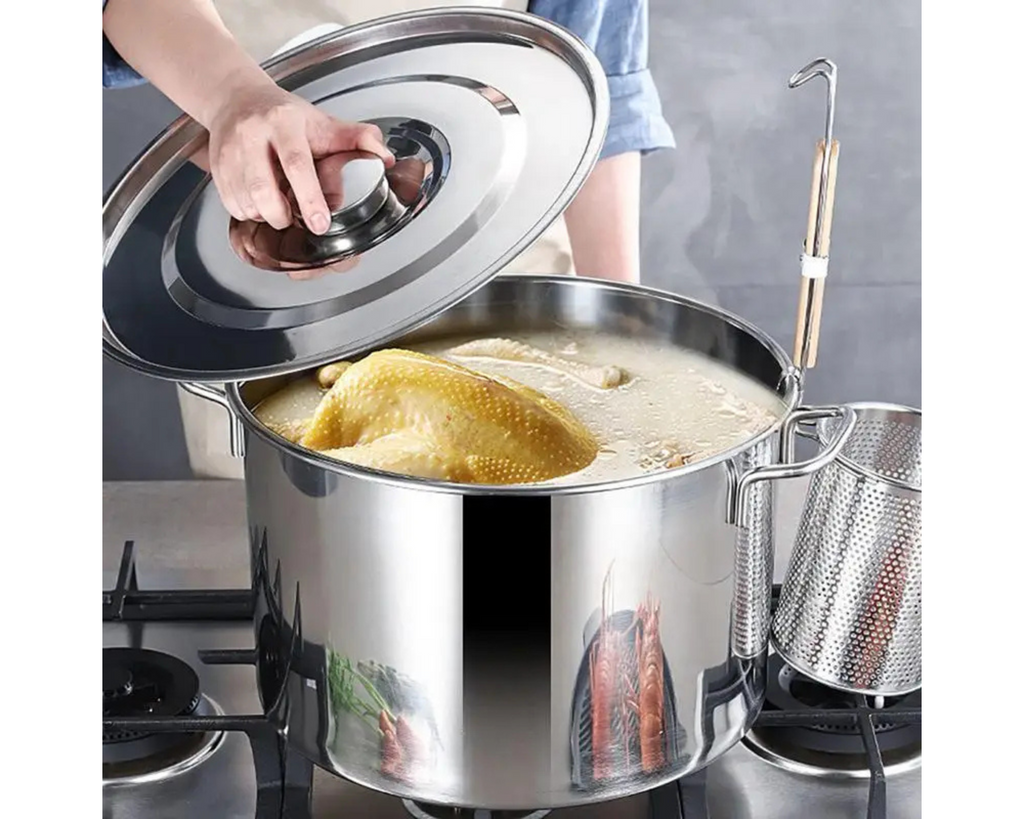 Premium Stainless Steel Large Capacity Stockpot – Multipurpose Soup & Sauce Pot Omnibaya