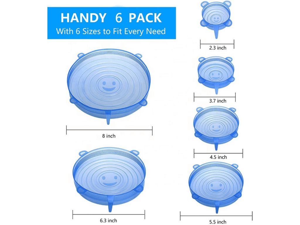 Hot Selling 6-Pack Reusable Silicone Stretch Lids | Stretch Covers for Food Bowls & Containers | Airtight, Eco-Friendly Kitchen Gadgets Omnibaya