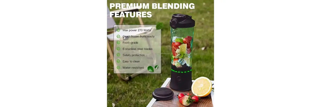 600ml High-Capacity Portable Juicer Blender – USB Rechargeable, Low Noise, Self-Cleaning, 6-Blade Power (Commercial & Home Use) omnibaya
