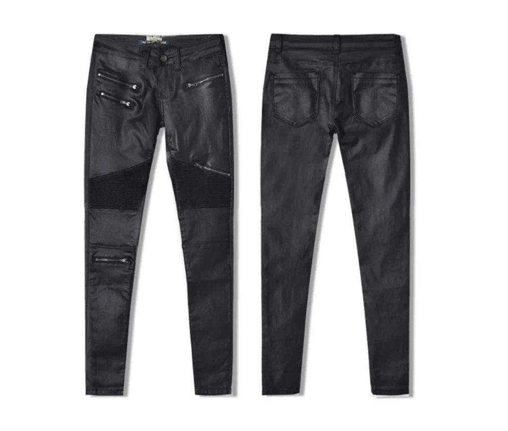 Sleek Black Faux Leather Pants for Women – Stylish, Stretchy & Gothic-Inspired Fit - Omnibaya