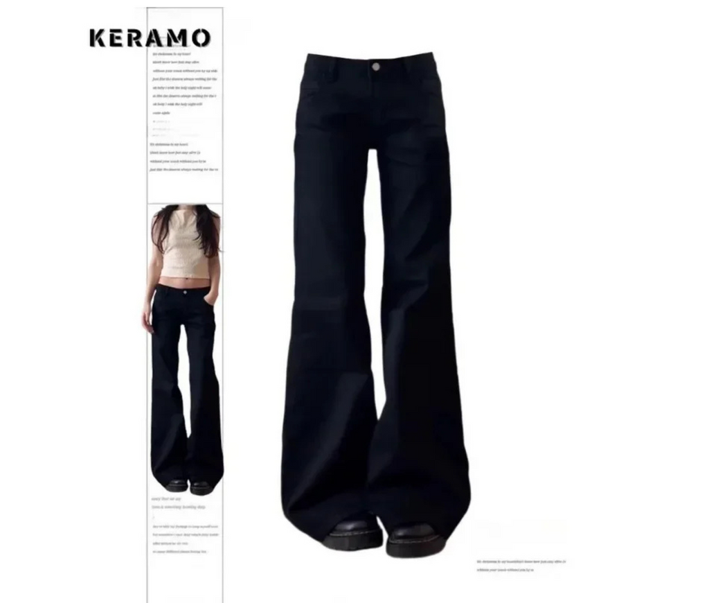 Normcore Y2K Baggy Black Denim Trouser – Women’s High-Waist Straight Baggy Jeans Omnibaya