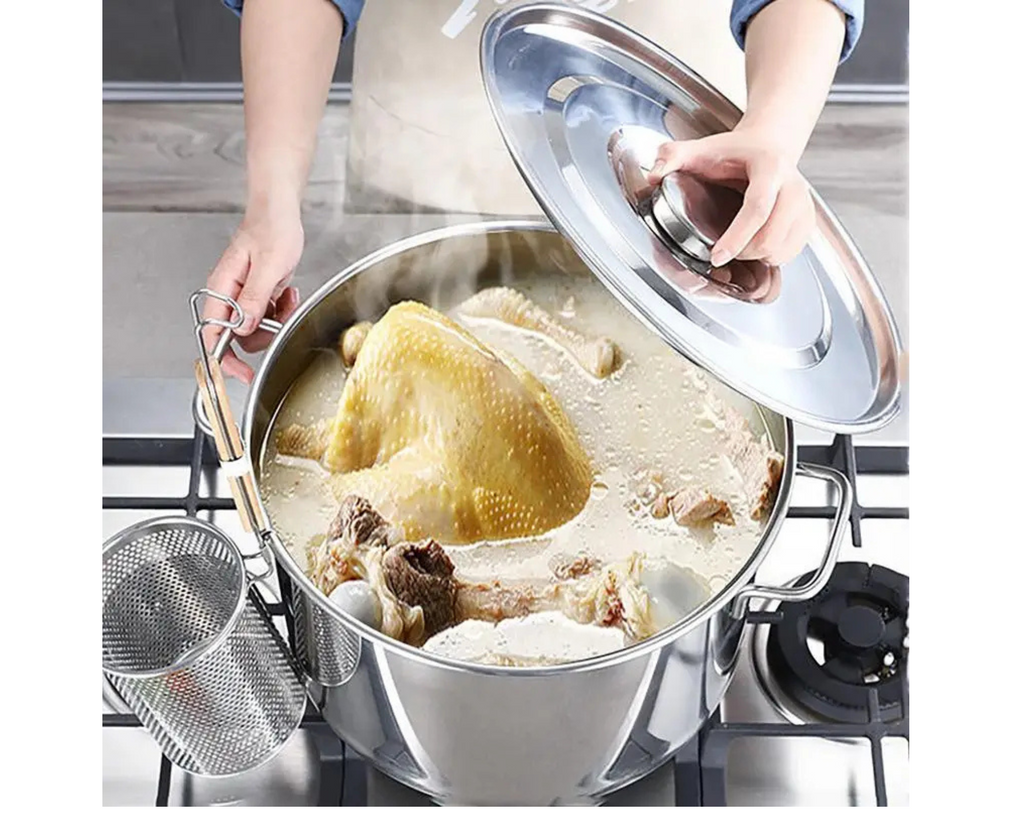 Premium Stainless Steel Large Capacity Stockpot – Multipurpose Soup & Sauce Pot Omnibaya