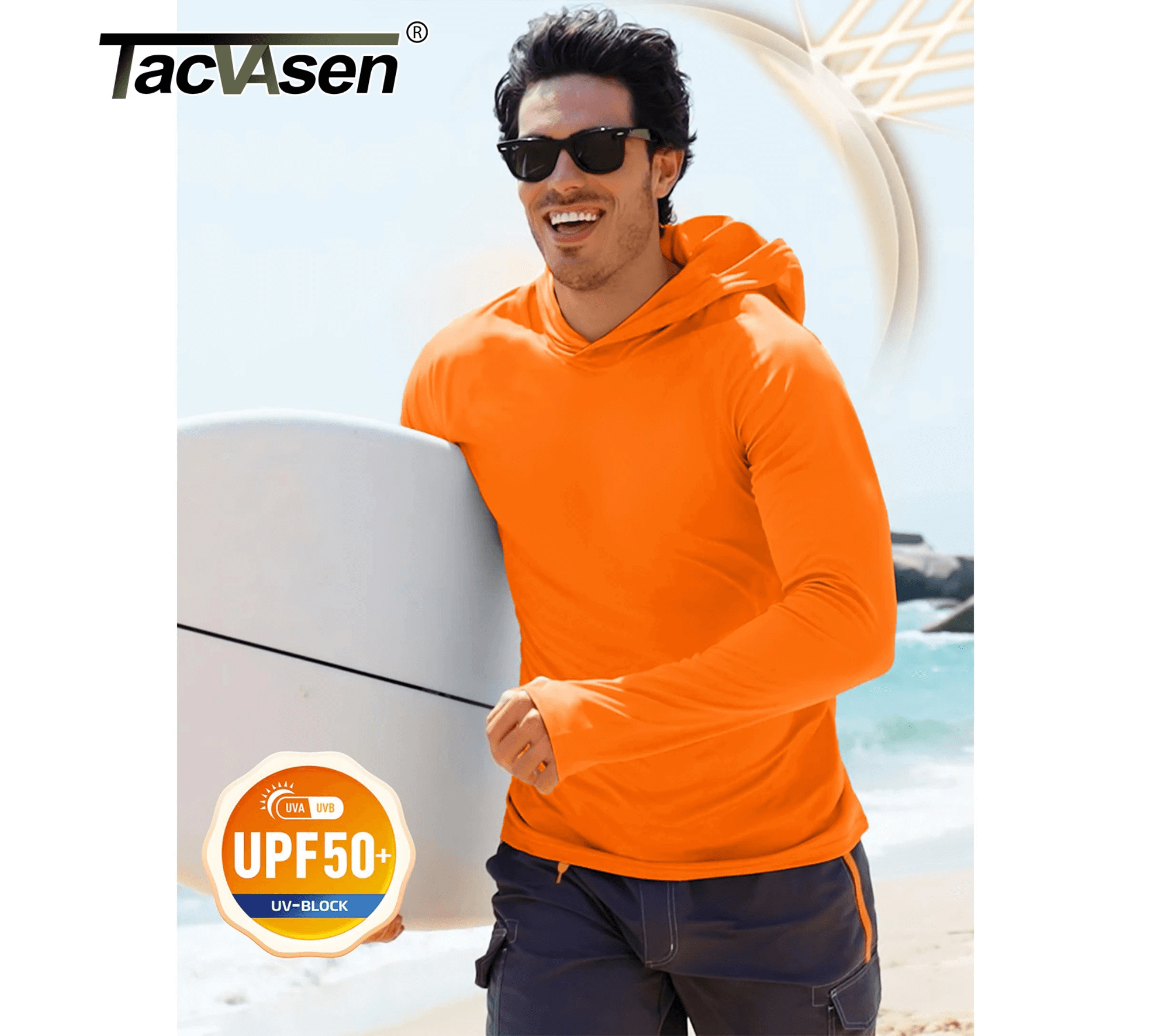 TACVASEN UPF 50+ Hooded T-Shirts for Men – Lightweight Quick Dry Sun Protection Shirt - Omnibaya