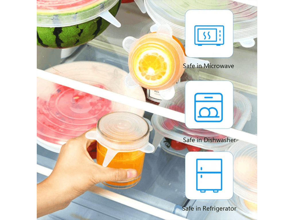 Hot Selling 6-Pack Reusable Silicone Stretch Lids | Stretch Covers for Food Bowls & Containers | Airtight, Eco-Friendly Kitchen Gadgets Omnibaya
