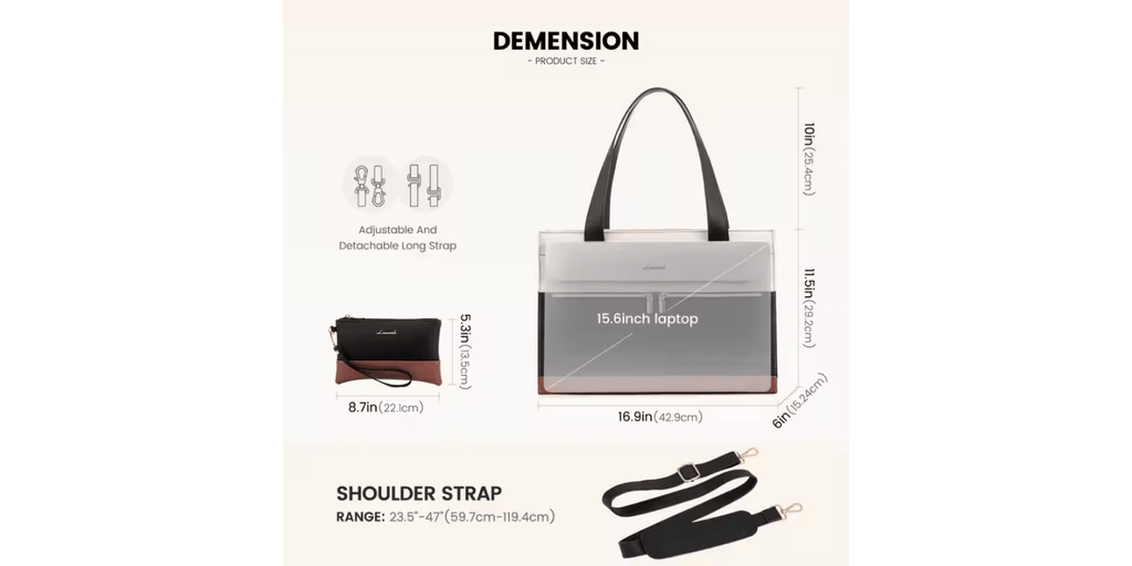 2025 LOVEVOOK 2-in-1 Fashion Leather Work Tote & Laptop Purse for Women | Briefcase & Handbag Set omnibaya