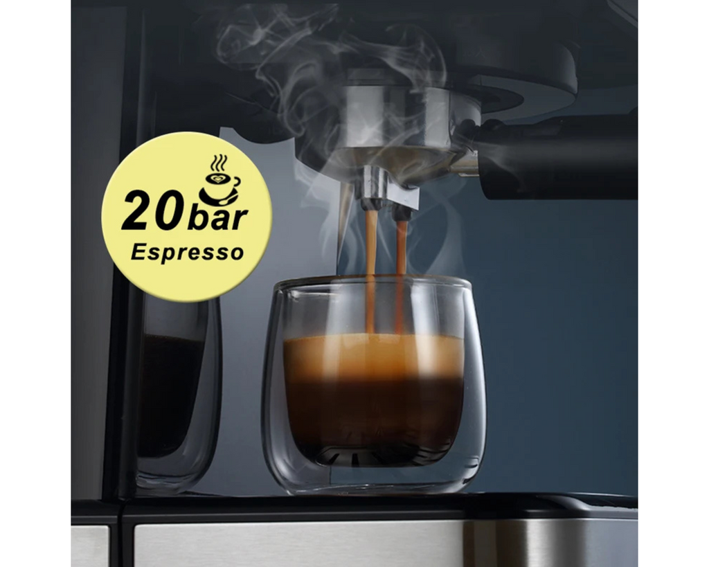 HiBREW 20 Bar Espresso Coffee Machine H5 – Semi Automatic Cappuccino Maker with Steam, Display & Stainless Steel Housing omnibaya