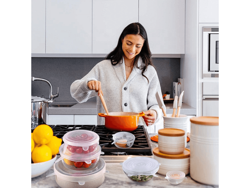 Hot Selling 6-Pack Reusable Silicone Stretch Lids | Stretch Covers for Food Bowls & Containers | Airtight, Eco-Friendly Kitchen Gadgets Omnibaya