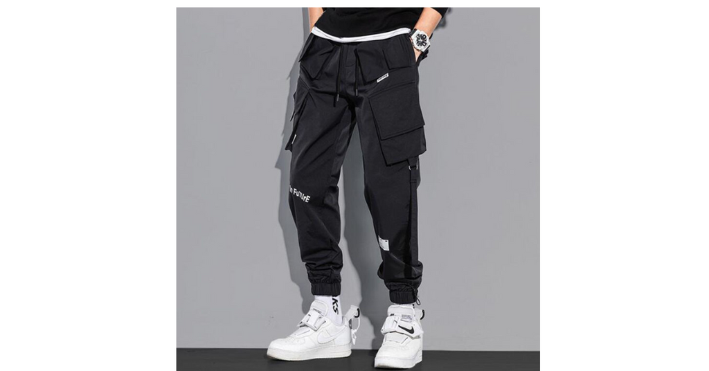 Reflective Hip Hop Harem Cargo Pants for Men – Streetwear Comfort Omnibaya