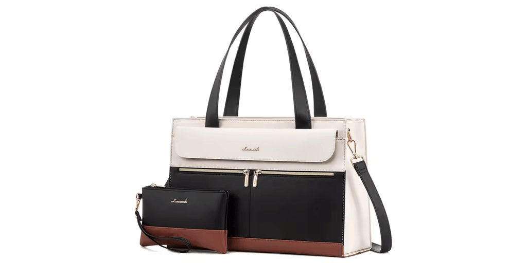 2025 LOVEVOOK 2-in-1 Fashion Leather Work Tote & Laptop Purse for Women | Briefcase & Handbag Set omnibaya