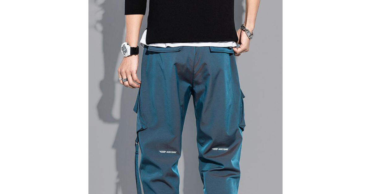 Reflective Hip Hop Harem Cargo Pants for Men – Streetwear Comfort Omnibaya