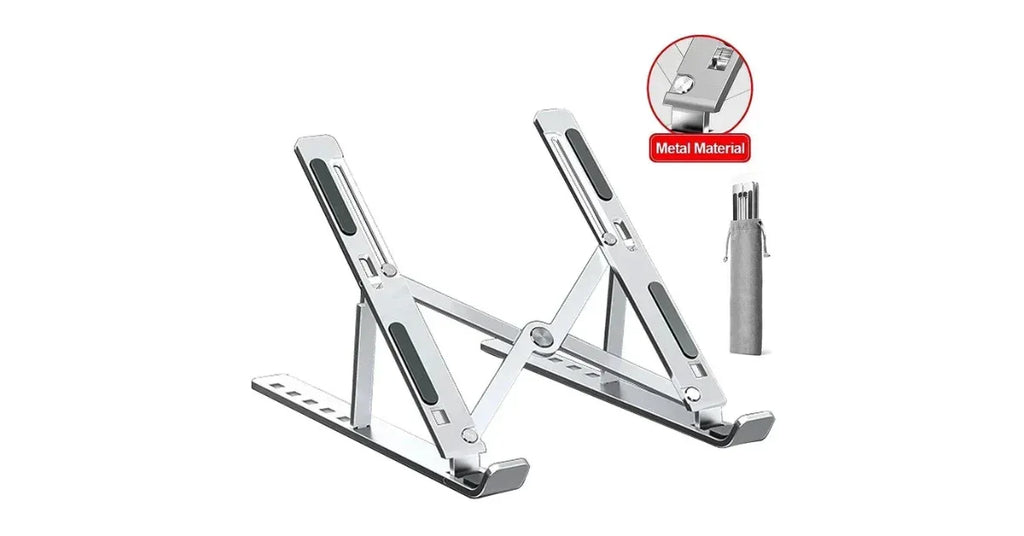Xummen Foldable Aluminum Alloy Laptop Holder – Adjustable Portable Laptop Desk Stand - Omnibaya