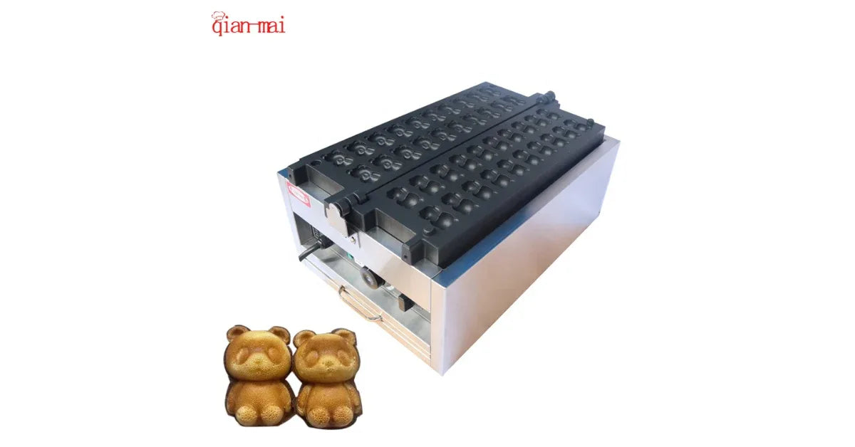 Bear-Shaped Mini Waffle Maker – Adjustable Thermostat & Non-Stick Plates - Omnibaya