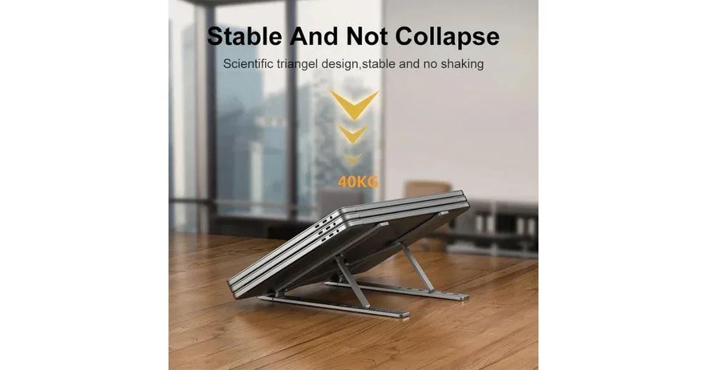 Xummen Foldable Aluminum Alloy Laptop Holder – Adjustable Portable Laptop Desk Stand - Omnibaya