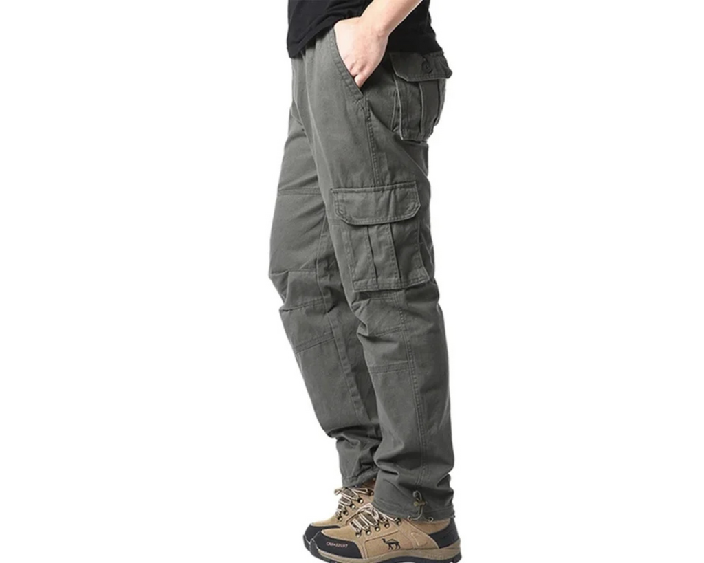 MODX Men's Solid Cotton Multi-Pocket Cargo Pants – Loose Fit Streetwear Outdoor Work Trousers - Omnibaya