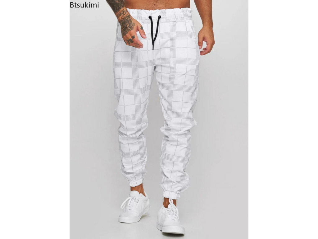2025 Men's Cargo Jogger Pants – Stylish Plaid Sweatpants for Fitness, Streetwear & Gym - Omnibaya