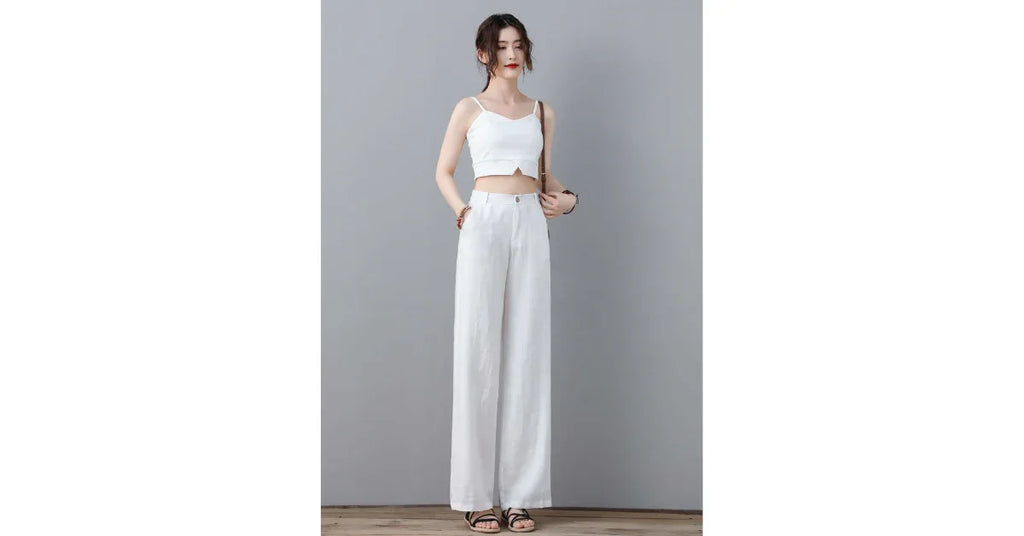 Custom White Linen Pants – Womens Wide Leg Linen Pants 2025 - Omnibaya