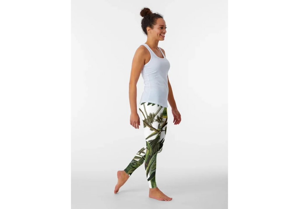 Audubon's Carolina Parakeet Leggings – Soft, Stretchy Carolina Blue Sweatpants for Women – Gym & Lounge Yoga Pants - Omnibaya