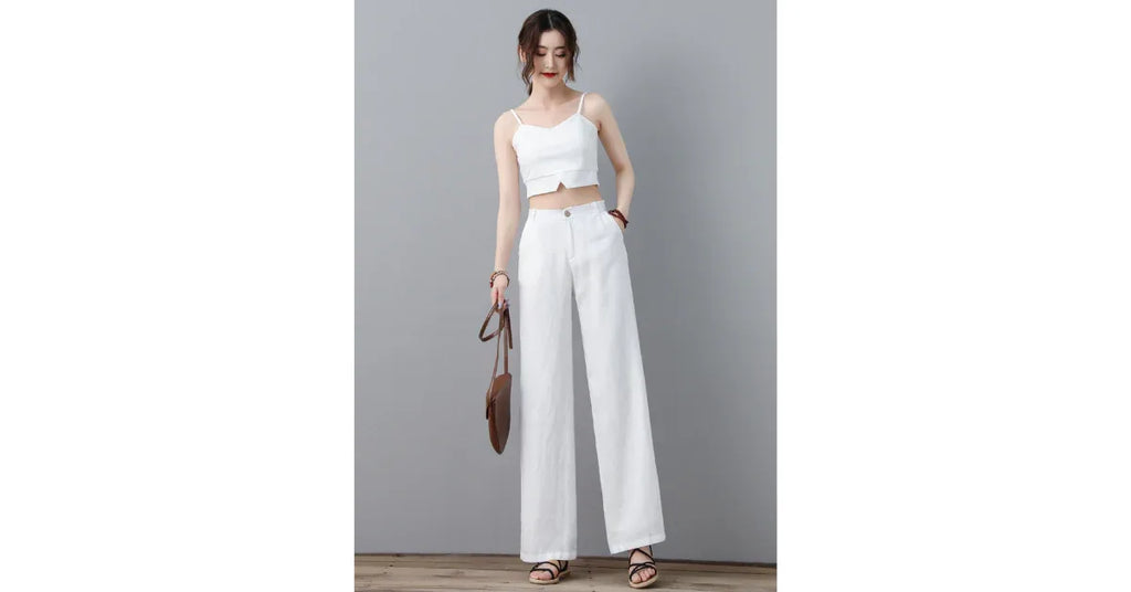 Custom White Linen Pants – Womens Wide Leg Linen Pants 2025 - Omnibaya
