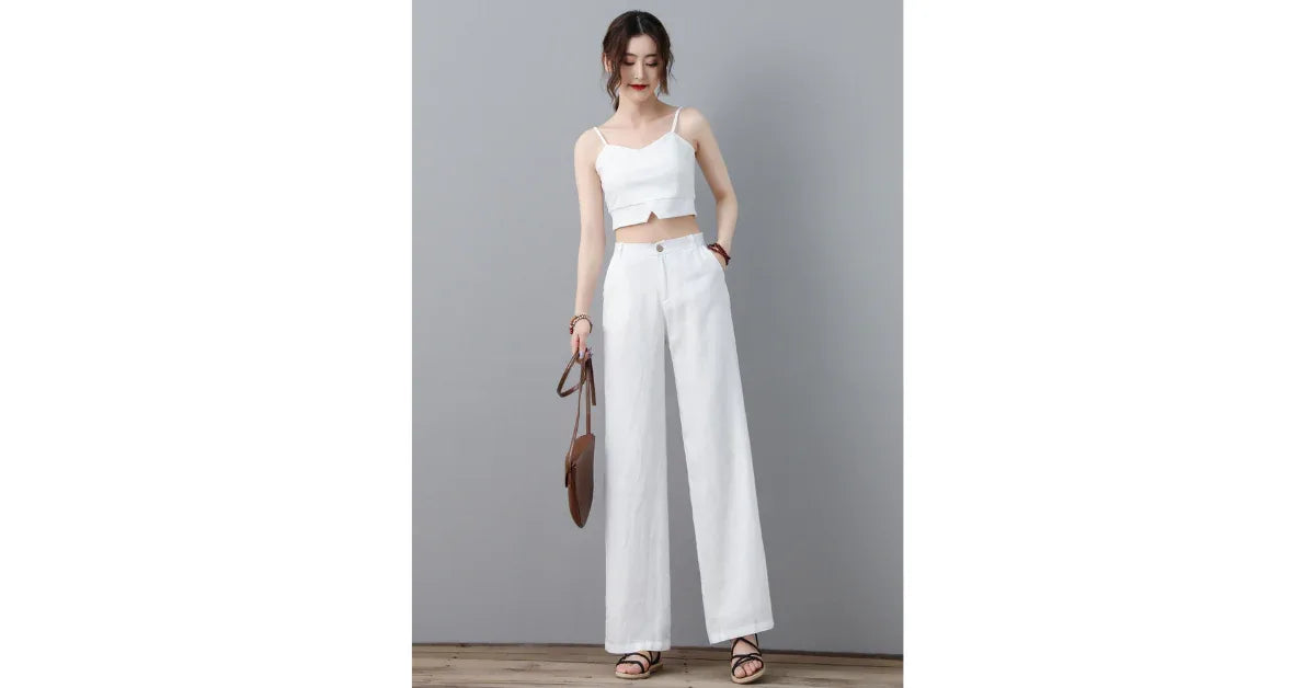 Custom White Linen Pants – Womens Wide Leg Linen Pants 2025 - Omnibaya