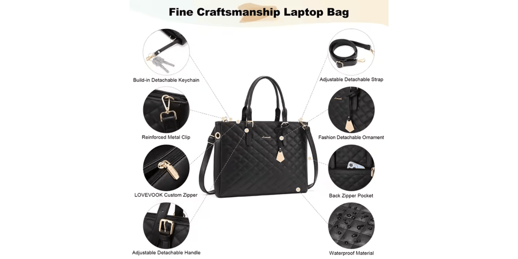 Professional woman carrying leather tote bag in office outfit