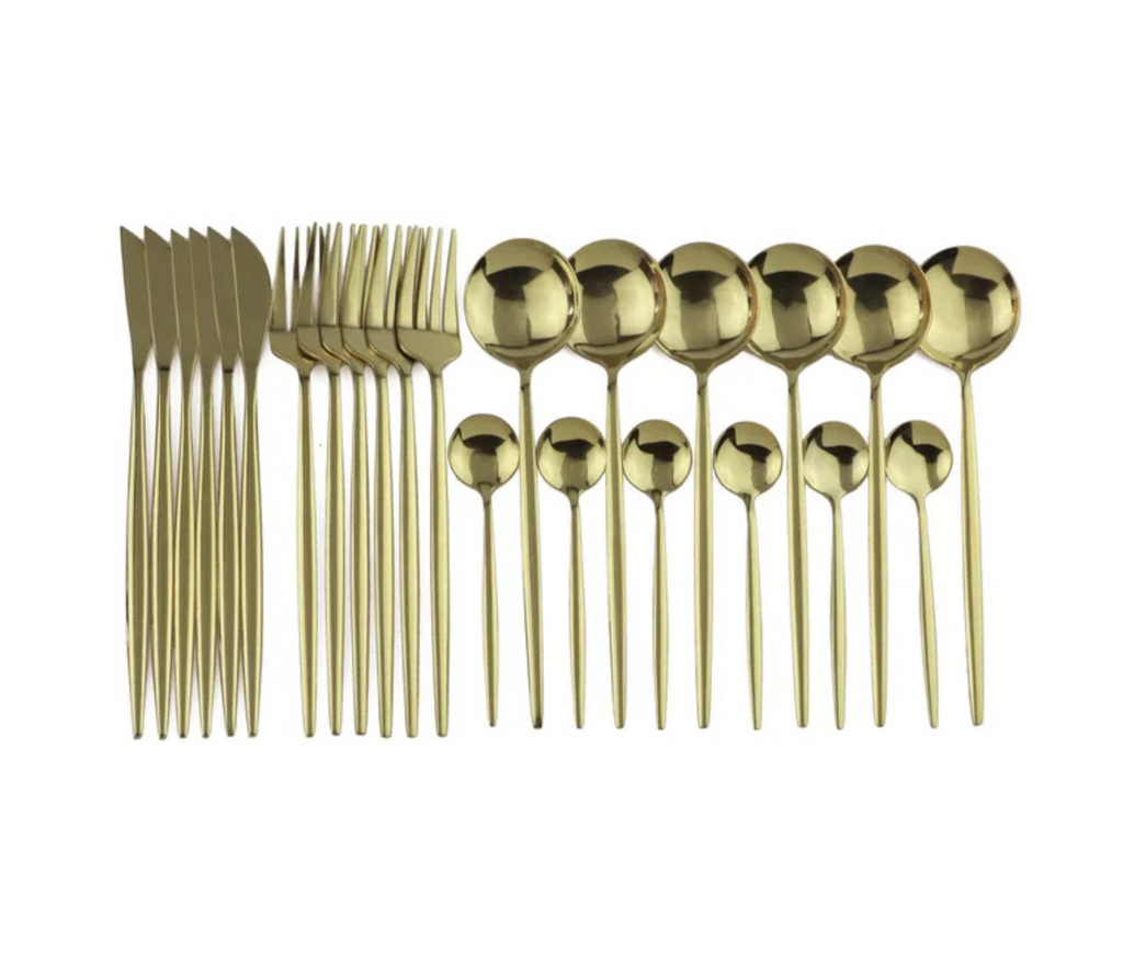 24pcs Black Western Flatware Set – Uniturcky Elegant Stainless Steel Dinnerware for 6 Omnibaya