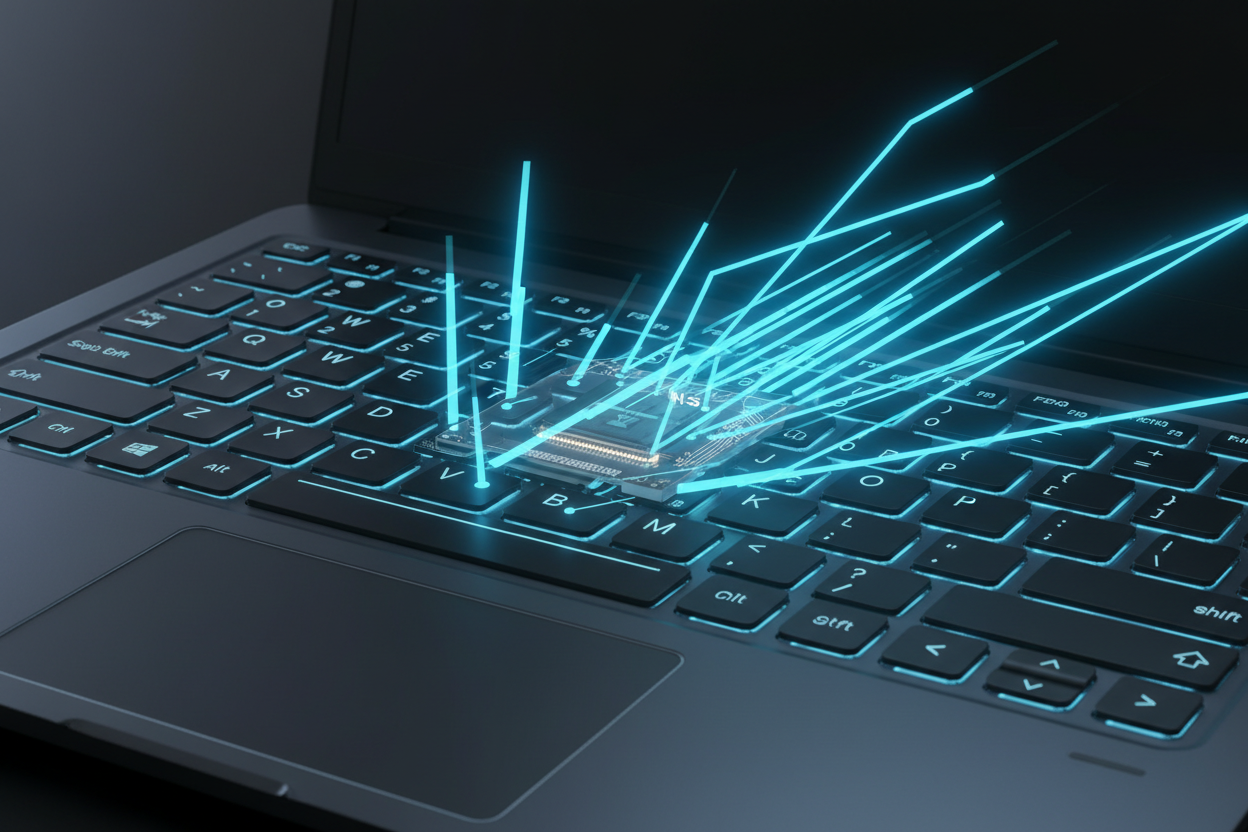 Fast Windows 10 laptop with 250GB M.2 SSD. Low cost laptop 2025 performance visualization.