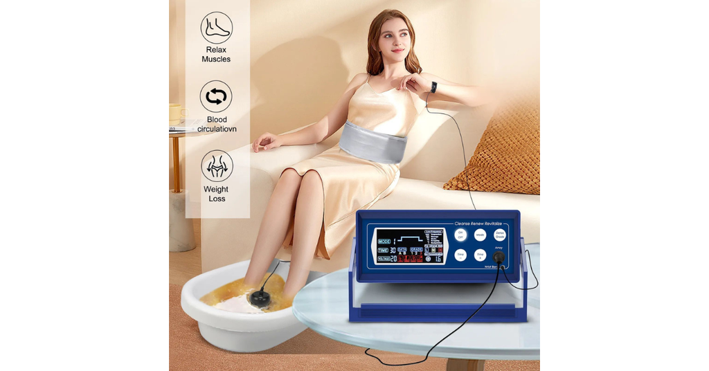 Portable foot massage machine on floor